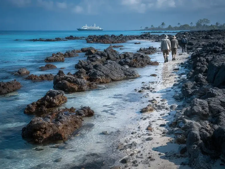 Sendero costero en Galápagos para tours personalizados con guías locales